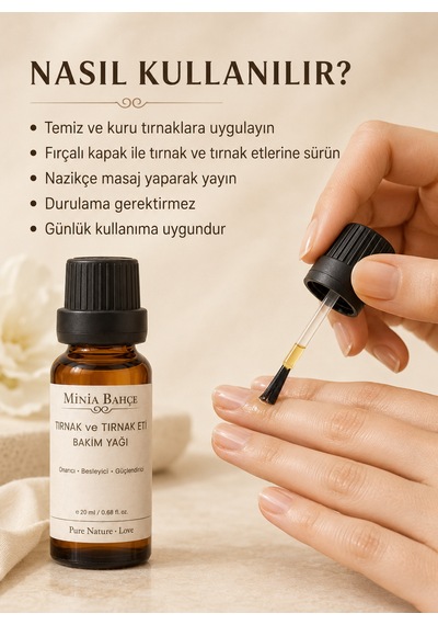 Minia Bahçe Tırnak Ve Tırnak Eti Bakım Yağı 20 Ml Fırçalı Aplikatörle Yoğun Bakım
