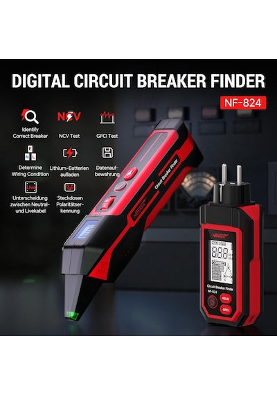 Noyafa Nf-824 Devre Kesici Bulucu Ve Gfcı Test Cihazı Lcd Ekranlı Ncv