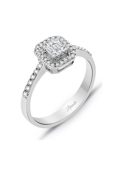 0.30 Ct Modern Tasarım Baget Kare Tektaş Yüzük