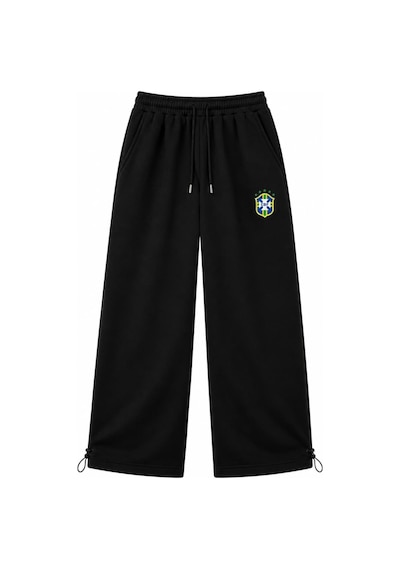 Zaee Brazil Nakışlı Ayarlanabilir Paça Baggy Eşofman Altı Siyah