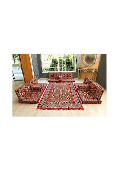 Şark Köşesi Takımı Konsepti Şili Kırmızı Modeli Koltuk Takımı Sünger Dahil 13 Parça Bordo