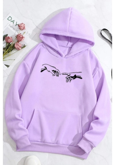 Uyguntarz Unisex Michelangelo Baskılı Sweatshirt Lila