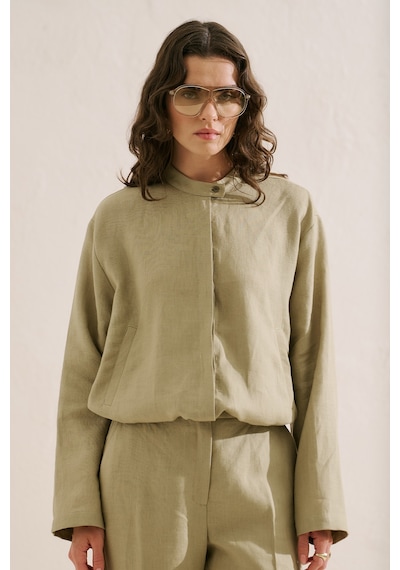 Manuka Keten Bomber Tarz Gömlek Taş Ss26gml00021-0225