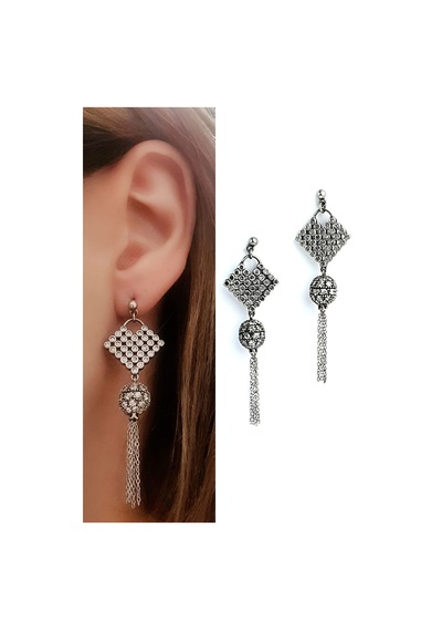 Zirkon Taşlı 925 Ayar Gümüş Tasarım Küpe N11.99056
