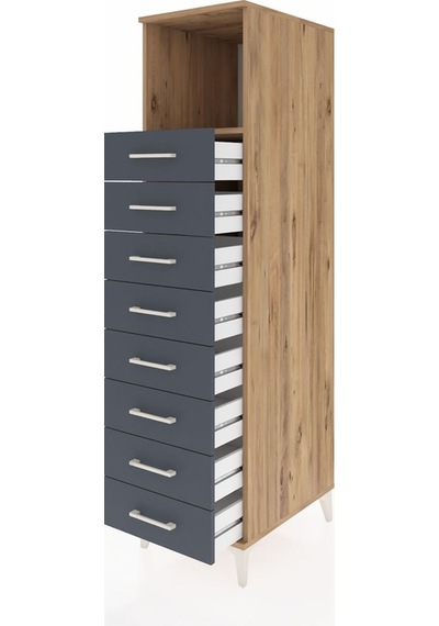 Kronos Dolap Tek Raflı 8 Çekmeceli 44x59x182 Çam-antrasit Çam Kronos Dolap Tek Raflı 8 Çekmeceli 44x59x182 Çam-antrasit Çam