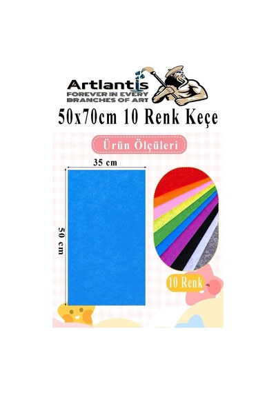 Keçe 35x50 Cm 10 Renk 1 Paket 2.0 Mm Renkli Hobi Keçesi Elişi Keçe Kumaşı Anasınıfı Kreş Okul Öncesi El Sanat