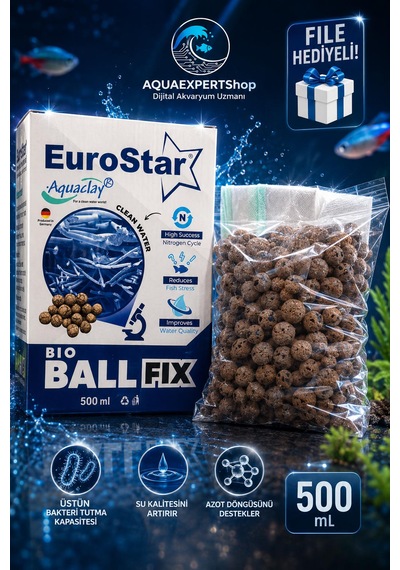 Eurostar Filtre Malzemesi - Aquaclay Biyolojik 500 Ml - Filtre Hediyeli - Çok Yüksek Bakteri Tutma Kapasitesi
