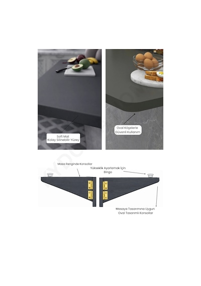 Duvara Monte Katlanır Masa & 2 Li Raf Seti Antrasit Çam 60x90 Cm Antrasit - Çam