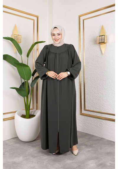 Nevayla Moda Ön Ve Arka Robalı Ferace - Haki / F0142 Haki