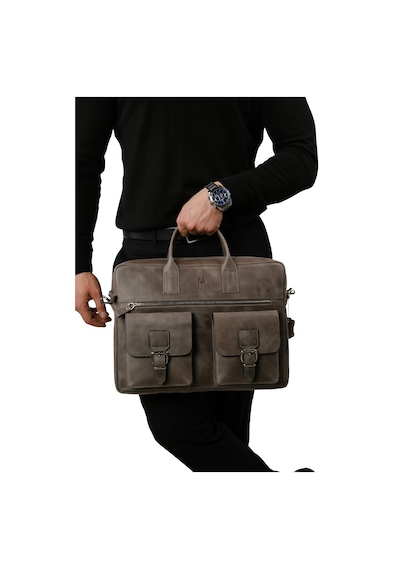 Mft Leather Hakiki Deri Laptop El Çantası Loreen 2230 Tiguan Gri