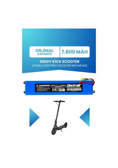 Giddy Kick Scooter Uyumlu Batarya Orjinal Kapasite 36v 7800mah Elektrikli Scooter Bataryası Mavi