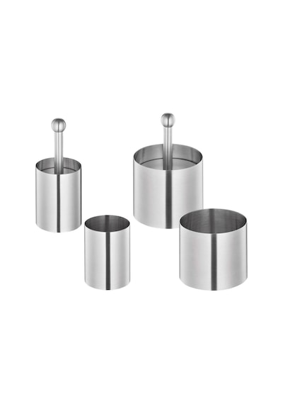 Dessertringe 4 Lü Set Paslanmaz Çelik Mousse Ve Garnitür Yüzükleri Gri