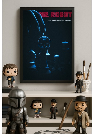 Mr. Robot Siyah Ahşap Çerçeveli Poster, Film Duvar Tablosu