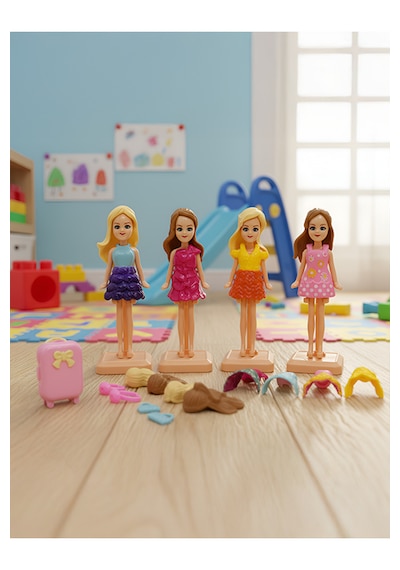 Dollyland Minkie Eğlenceli Moda Partisi Bebekleri 17 Parça 9cm Çok Renkli