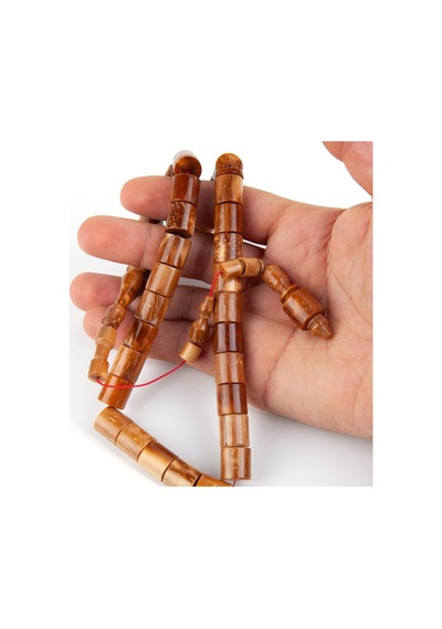 Kuka Büyük Özel Ebat Kesme Kesim 12x12.5mm Tesbih - İbrahim Atasever Usta İşi Kahverengi