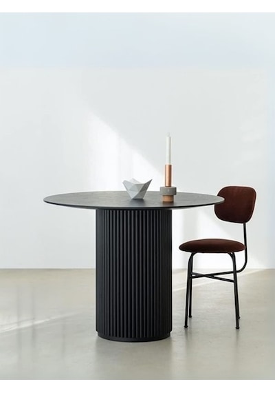 Breeze Yuvarlak Ahşap Bohem Masa 90x90 Siyah