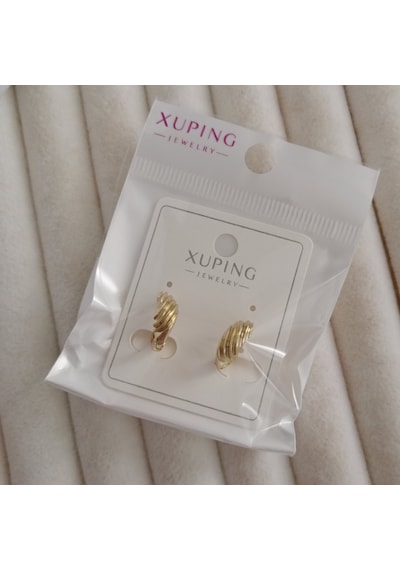 Lente Aksesuar Xuping Kararmaz Çelik Gold Burgu Model Vintage Küpe Altın