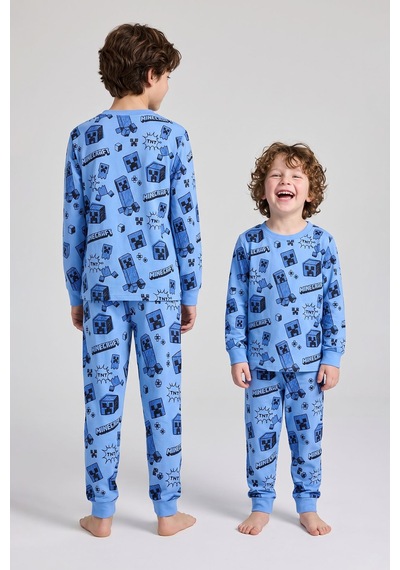 Zuzunga Computer Game Desenli Erkek Çocuk Pijama Takımı Mavi - Lacivert Zuzunga Computer Game Desenli Erkek Çocuk Pijama Takımı Mavi - Lacivert