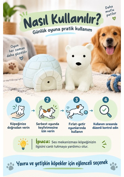 Happy Pet Polar Pals Sesli Kutup Ayısı Köpek Oyuncağı 2 Parça