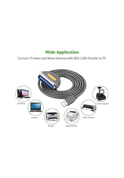 Ugreen Usb Ieee1284 Paralel Yazıcı Kablosu 2 Metre