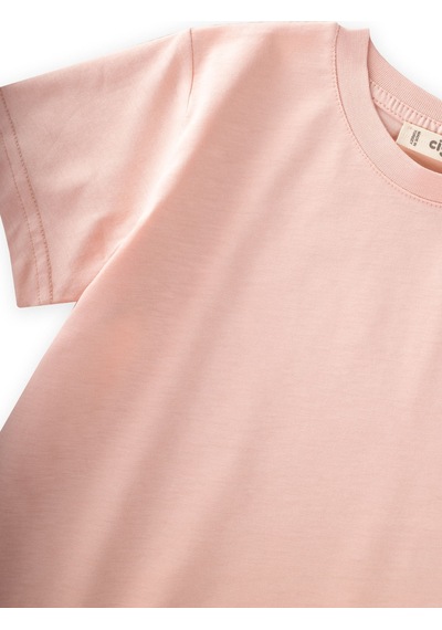 Cigit Etiket Detaylı T-shirt 2-10 Yaş Pudra Pembe