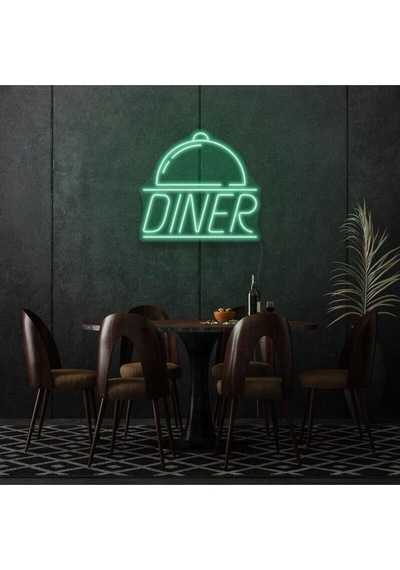 Restoranlara Özel Diner Yazılı Ve Şekilli Neon Tabela Yeşil