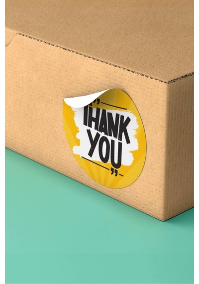 Sarı Zemin Fırça Darbeli Thank You Sticker 3x3cm St2245 Çok Renkli