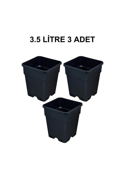 Grow Wizard Plastik Kare Saksı 3.5 Litre 3 Adet