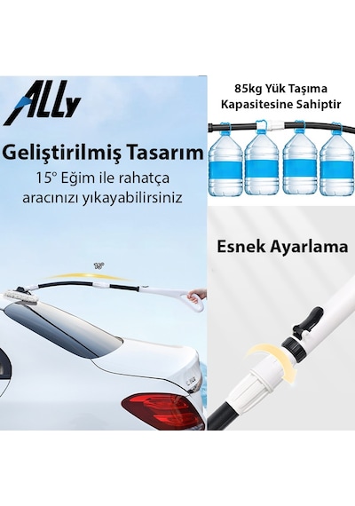 Ally Ls-443 Teleskopik Mikrofiber Araba Yıkama Fırçası Uzun Saplı Fırçası Oto Mopu