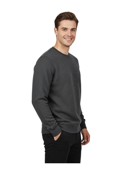 Raymons Erkek Sıfır Yaka Petek Doku Regular Fit Sweatshirt Bgl-st04950 Antrasit