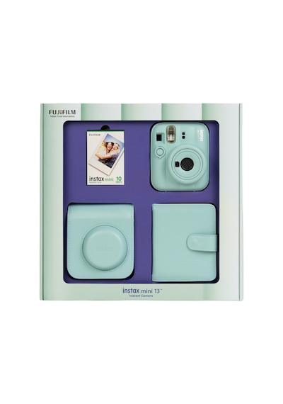Instax Mini 13 Yeşil Fotoğraf Makinesi 10'lu Film Kare Albüm Ve Deri Kılıf Bundle Box