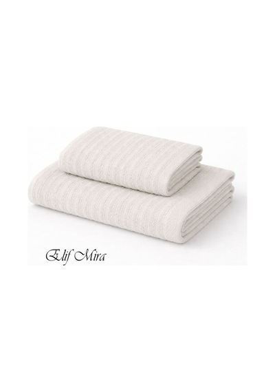 2 Parça Banyo Havlusu Seti Pamuklu Şeyma 70x140 + 50x85 Cm Krem