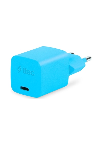 Smartcharger Gan 20w Pd Seyahat Hızlı Şarj Aleti + Usb-c - Usb-c 3a Kablo Neon Neon Mavi