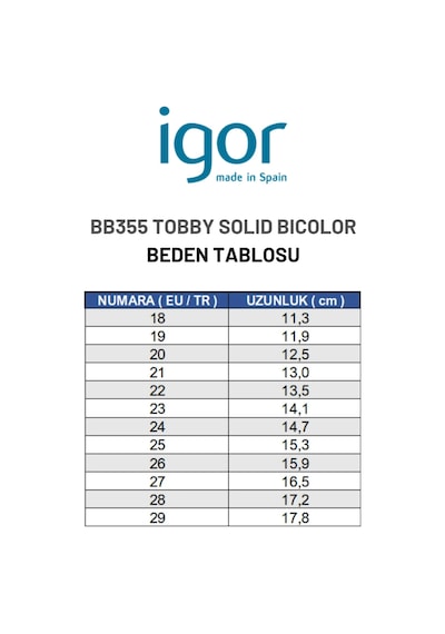 Igor Tobby Solid Bicolor Çocuk Sandalet - Okyanus Bb355-225 Açık Mavi