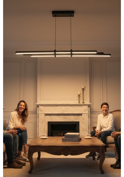 Cosmo Gold Lineer Led Sarkıt Avize Kumandalı Dim Edilebilir Yukarı & Aşağı Işık Sarı Işık
