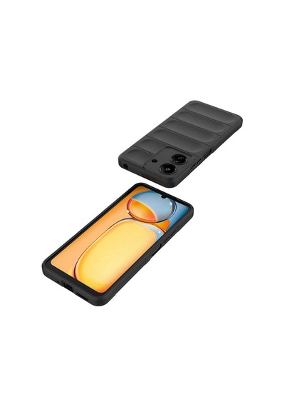 Xiaomi Redmi 13c Kılıf Kamera Korumalı Esnek Silikon Parmak Şeritli Pazarplus Siyah