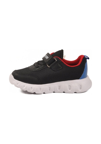 Ayakmod Siyah Cırtlı Işıklı Hafif Unisex Çocuk Spor Ayakkabı 1015 P Siyah-saks-kırmızı