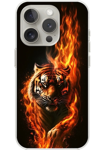 Apple Uyumlu iPhone 13 Pro Şeffaf Kılıf Kaplan Tasarımlı