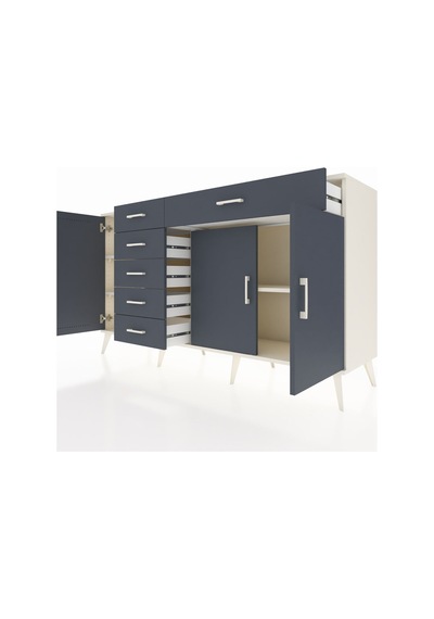 Kronos Konsol 3 Raflı 6 Çekmeceli 3 Kapaklı 176x59x99 Aytaşı-antr Aytaşı-antrasit