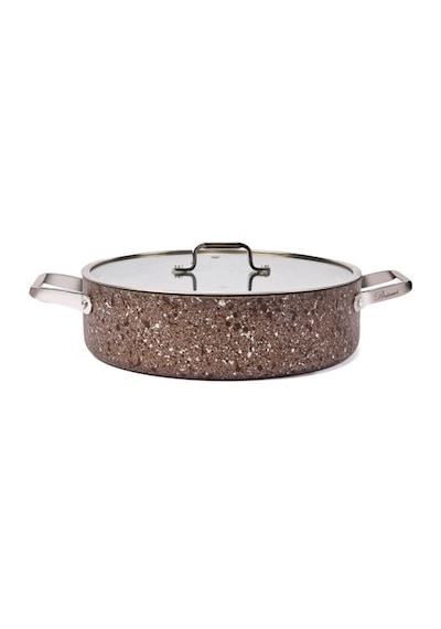 Brioni Stone-age Terra 28 Cm Çizilmez Yanmaz Yapışmaz İndüksiyonlu Basık Tencere Kahverengi