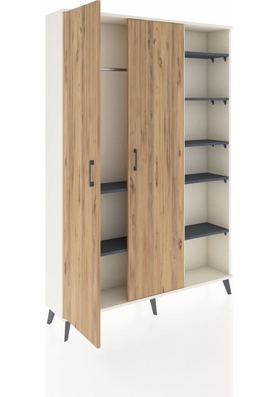 Arges Dolap 7 Raflı 2 Kapaklı Tek Askılı 132x30x195 Aytaşı-çam/antrasit Atlas Çam/antrasıt Arges Dolap 7 Raflı 2 Kapaklı Tek Askılı 132x30x195 Aytaşı-çam/antrasit Atlas Çam/antrasıt