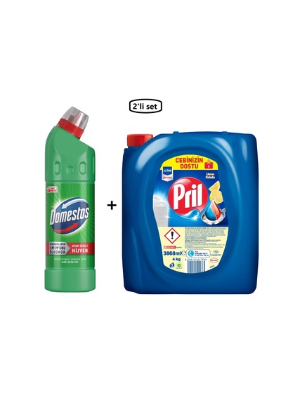 Domestos Çamaşır Suyu Dağ Esintisi 750 Ml + Pril Sıvı Bulaşık Deterjanı 4 Kg-- 2'li Set 2'li Set
