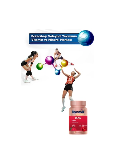 Dynavit Gummies Iron 60 Çiğnenebilir Form - Aile Boyu Kullanım Demir - Enerji