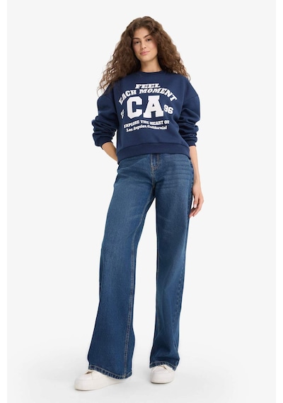 Defacto Regular Fit Bisiklet Yaka Baskılı Sweatshirt E8746ax25wnnv241 Lacivert