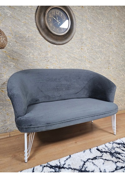 Zafir İkili Teddy Beyaz Boyalı Telli Ayak Çay Seti Koltuk Tekli Berjer , Balkon, Salon, Ofis Füme
