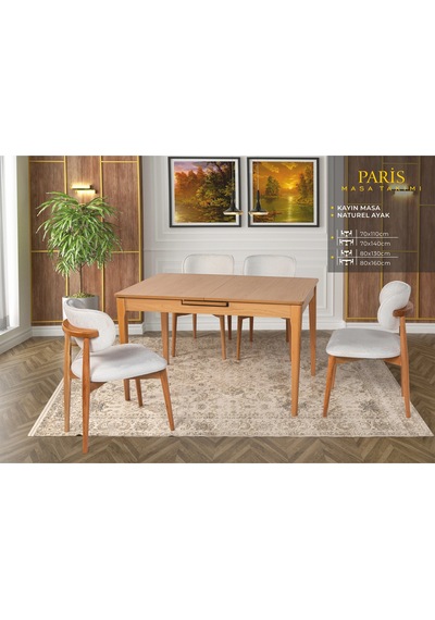 Paris Masa, Umay Sandalye, Kayın, Natural Meşe