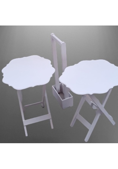 1448bng90084çanta Zigon Sehpa Yonca Model İkili Takım Ahşap Mdf Beyaz Renk Uyumu El Yapımı