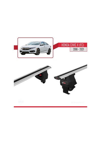Honda Civic X Fc Sedan 2016-2021 Arası İle Uyumlu Ace-4 Ara Atkı Tavan Barı Gri
