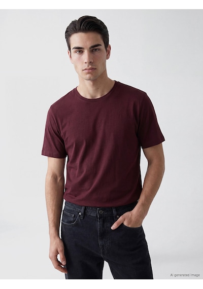 Lcwaıkıkı Classic Bordo Regular Fit %100 Pamuk Erkek Tişört