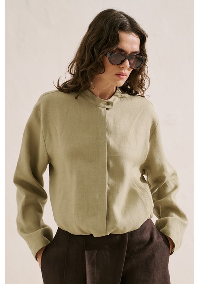 Manuka Keten Bomber Tarz Gömlek Taş Ss26gml00021-0225